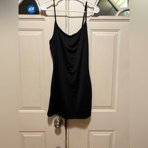 iris Black Slip Dress with Cowl Neckline